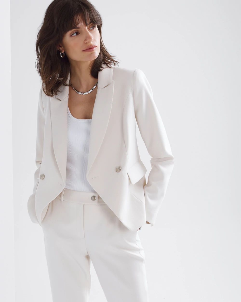 White house black market white blazer top